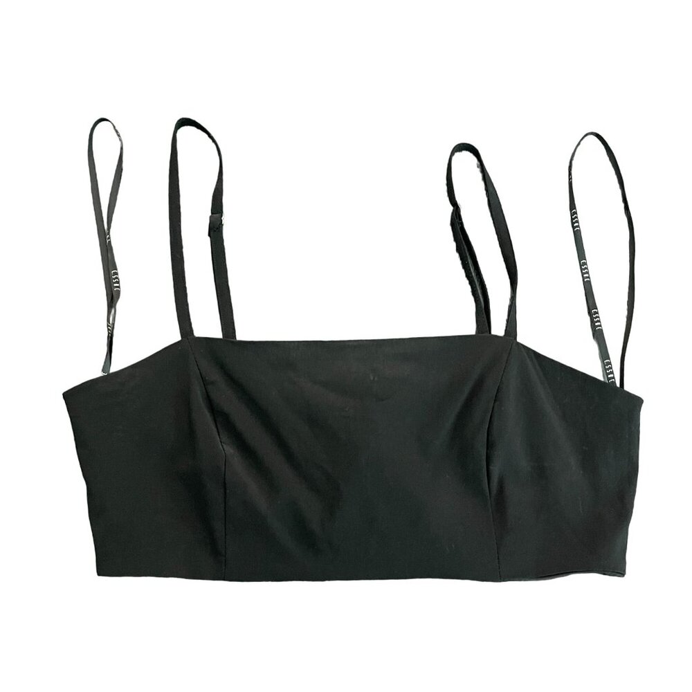 Essue Women's Black Bustier Bralette Top Adjustable Straps & Back Zipper, Size S